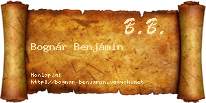 Bognár Benjámin névjegykártya